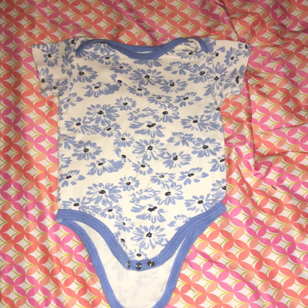 Girl, cute blue flower onsie
